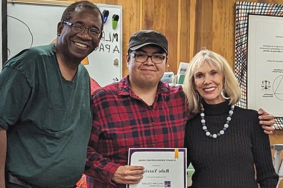 SJC Foundation Executive Director Gayle Dean, Rabe Yazzie and SJC Professor of Math Gerald Williams.